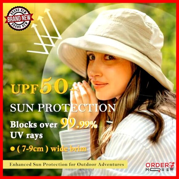 Wide Brim Bucket Sun Hat with Ponytail Hole UPF 50 Packable Travel main image 7